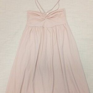 H&M Women's Halter Midi Flowy Dress Tan Beige Beach Holiday Size Medium Sundress